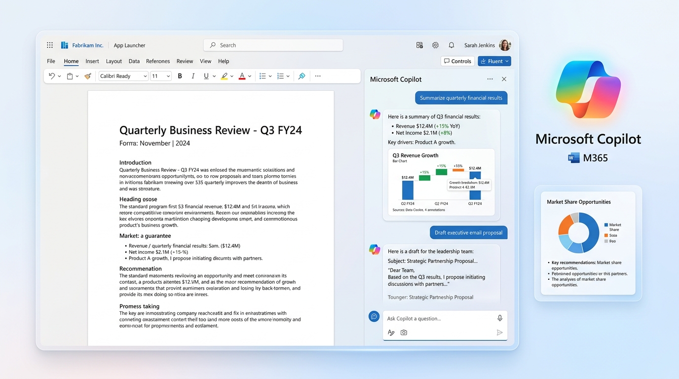 Demonstração do Microsoft Copilot no Microsoft 365